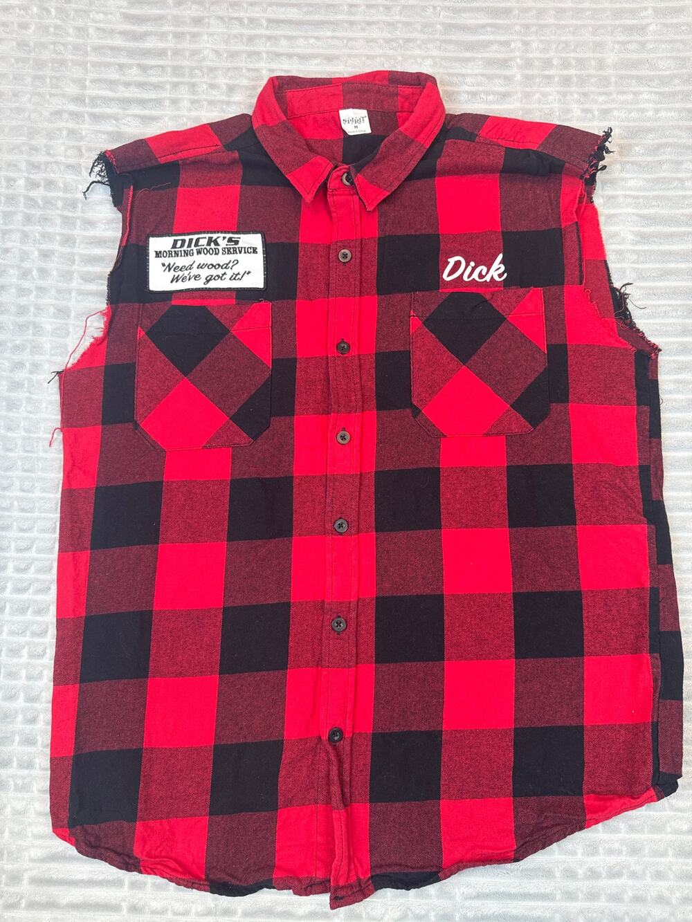 Mens Naughty Novelty Shirt Sz M Halloween Party Plaid Cosplay Adult Costume